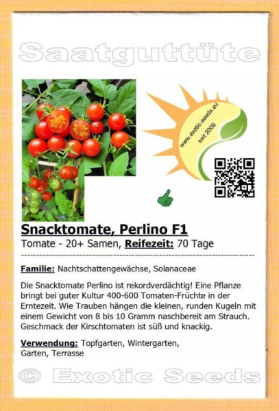 Tomatensamen Perlino Red F1 – Mini-Kirschtomaten, Sehr Ertragreich, Für Gewächshaus & Freiland, 1 Portion Für Ca. 6 Pflanzen